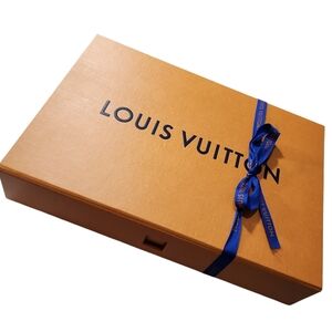 Authentic Orange Louis Vuitton Empty Box with Blue Ribbon